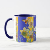 Mug Daffodil Peinture Aquarelle Jaune Bleu floral (Gauche)
