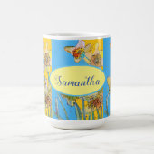 Mug Daffodil Peinture Aquarelle Jaune Bleu floral (Centre)