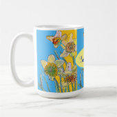 Mug Daffodil Peinture Aquarelle Jaune Bleu floral (Gauche)