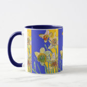 Mug Daffodil Peinture Aquarelle Jaune Bleu floral (Gauche)