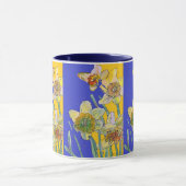 Mug Daffodil Peinture Aquarelle Jaune Bleu floral (Centre)