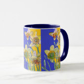 Mug Daffodil Peinture Aquarelle Jaune Bleu floral (Devant droit)