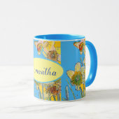 Mug Daffodil Peinture Aquarelle Jaune Bleu floral (Devant droit)