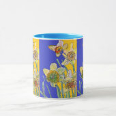 Mug Daffodil Peinture Aquarelle Jaune Bleu floral Mu (Centre)