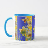 Mug Daffodil Peinture Aquarelle Jaune Bleu floral Mu (Gauche)