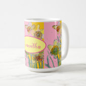 Mug Daffodil Peinture Aquarelle Jaune Rose floral (Devant droit)