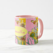 Mug Daffodil Peinture Aquarelle Jaune Rose floral (Devant droit)