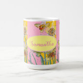 Mug Daffodil Peinture Aquarelle Jaune Rose floral (Centre)