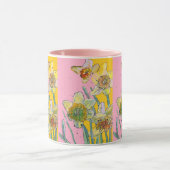 Mug Daffodil Peinture Aquarelle Jaune Rose floral M (Centre)