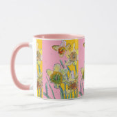 Mug Daffodil Peinture Aquarelle Jaune Rose floral M (Gauche)