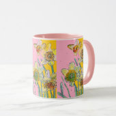 Mug Daffodil Peinture Aquarelle Jaune Rose floral M (Devant droit)