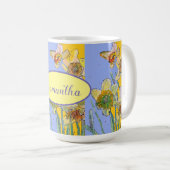 Mug Daffodil Peinture aquarelle Lavande florale (Devant droit)