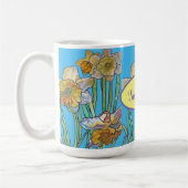 Mug Daffodil Peinture Aquarelle Turquoise Bleu floral (Gauche)