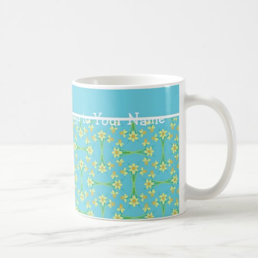 Mug Daffodiles jaunes dorés Motif sur Sky Blue (Droite)