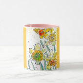 Mug Daffodique Fleur Floral Aquarelle Femme Nom (Centre)