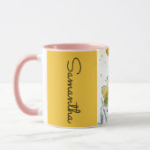 Mug Daffodique Fleur Floral Aquarelle Femme Nom (Gauche)