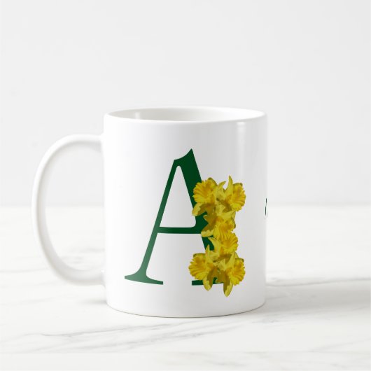 Mug Daffodique Monogramme Initial A Votre Nom (Gauche)