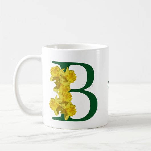 Mug Daffodique Monogramme Initial B Votre Nom (Gauche)