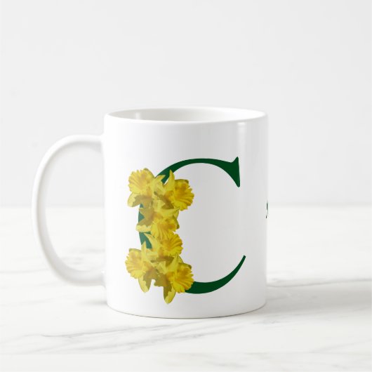 Mug Daffodique Monogramme Initial C Votre Nom (Gauche)