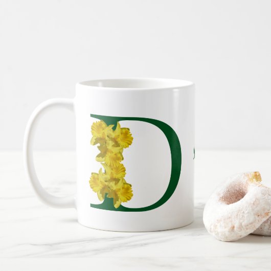Mug Daffodique Monogramme Initial D Votre Nom (Avec donut)