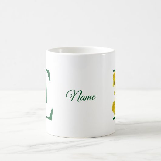 Mug Daffodique Monogramme initial E Nom (Centre)
