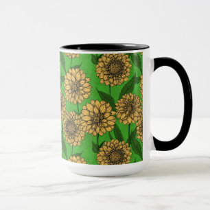 Mug Dahlias en jaune et vert