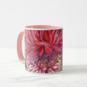 Mug dahlias fleurs aquarelle (Devant gauche)