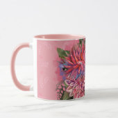 Mug Dahlias flowers pink watercolor pattern (Gauche)