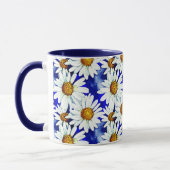 Mug Daises aquarelles sur fond bleu denim (Gauche)