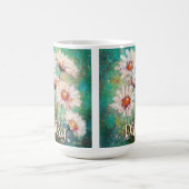 Mug Daisies Impressionistic Floral Teal Personalized (Centre)