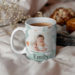 Mug Daisy floral boho retro photo turquoise orange<br><div class="desc">Daisy floral boho retro girly naturel,  turquoise et orange design cadeau photo.</div>