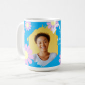 Mug Daisy Meilleur enseignant Photo Bleu (Devant gauche)