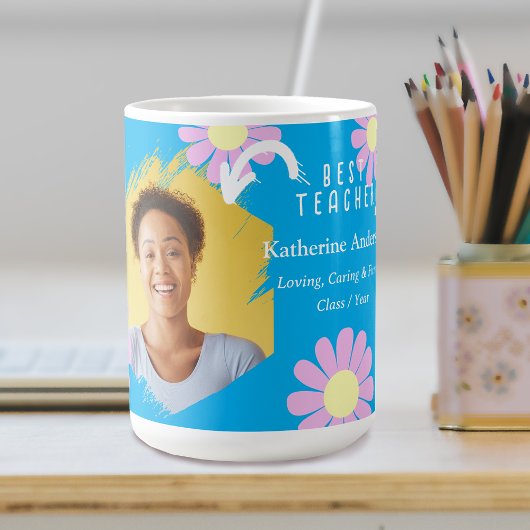 Mug Daisy Meilleur enseignant Photo Bleu