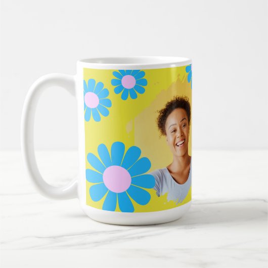 Mug Daisy Meilleur enseignant Photo Jaune (Gauche)