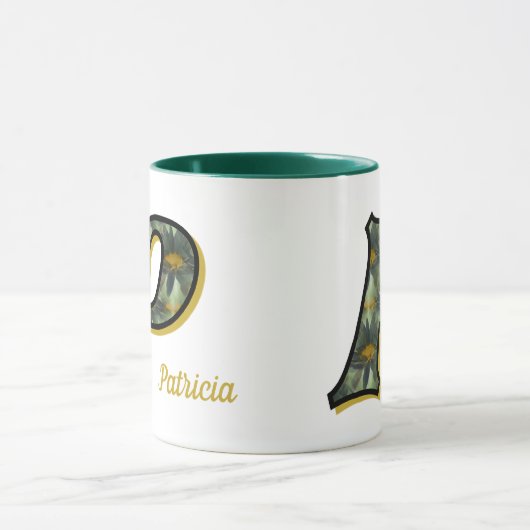 Mug Daisy Monogram Initial P Personalized (Centre)