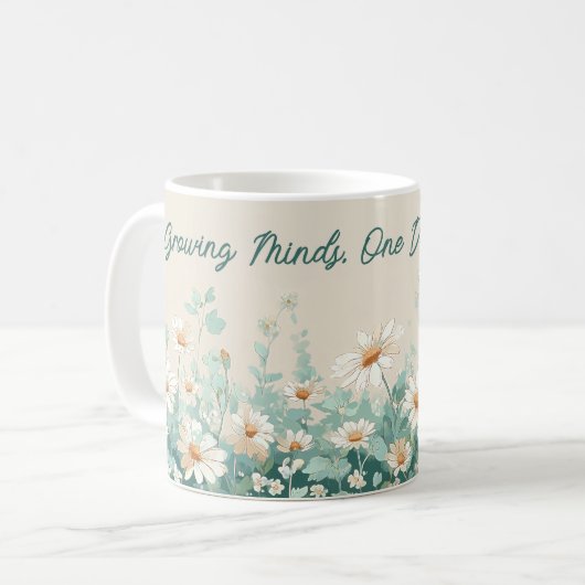 Mug Daisy Spring Floral Teacher Appreciation Script (Devant gauche)