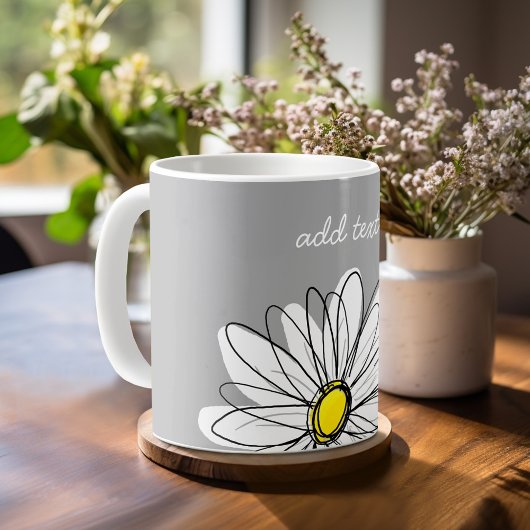 Mug Daisy tendance avec gris et jaune