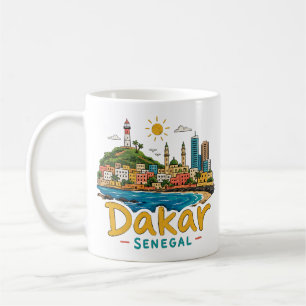 Mug Dakar Sénégal Dessin à la Main Art de Voyage Monum