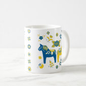 Mug Dala folklorique suédoise Cheval le bleu et jaune (Devant droit)