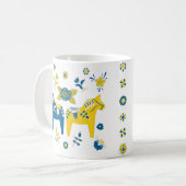 Mug Dala folklorique suédoise Cheval le bleu et jaune (Devant gauche)