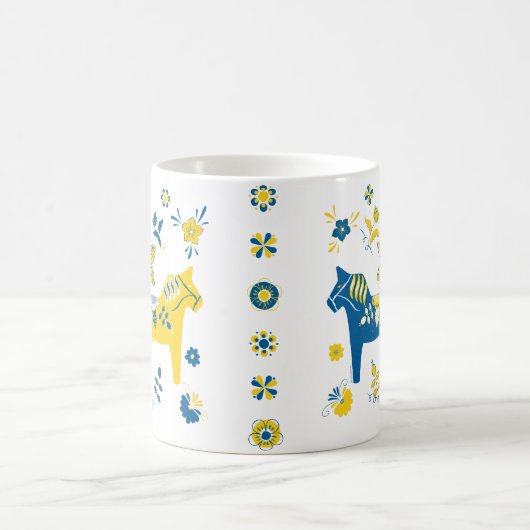 Mug Dala folklorique suédoise Cheval le bleu et jaune (Centre)