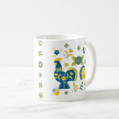 Mug Dala populaire suédoise Rooster l bleu et jaune (Devant droit)