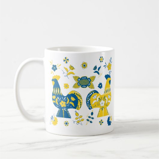 Mug Dala populaire suédoise Rooster l bleu et jaune (Gauche)