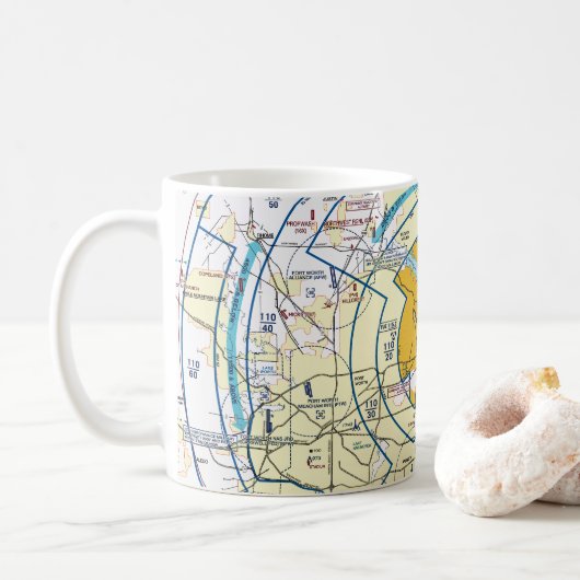 Mug Dallas - Ft. Graphique d'itinéraire (Avec donut)