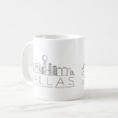 Mug Dallas Texas| Ligne Skyline Stylisée Ville (Devant gauche)