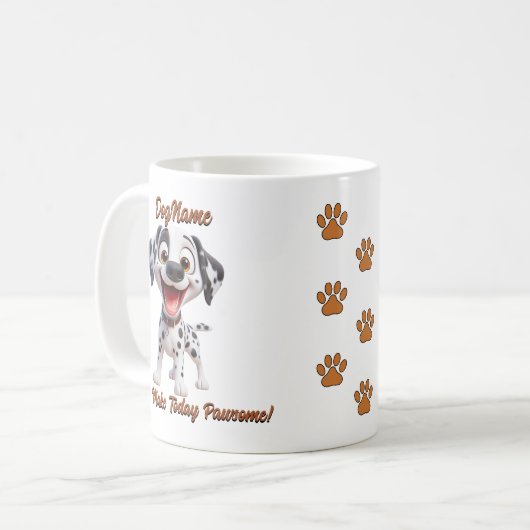 Mug Dalmatien, Ajouter le nom du chien, Modifier le te (Devant gauche)