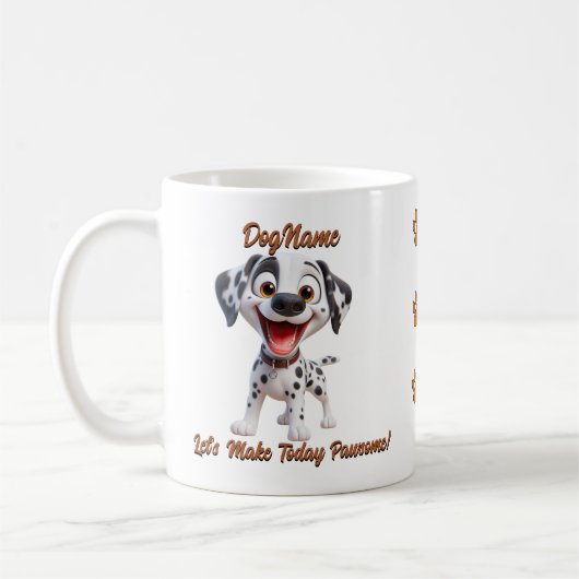 Mug Dalmatien, Ajouter le nom du chien, Modifier le te (Gauche)