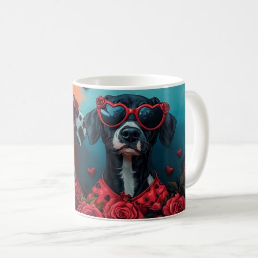 Mug Dalmatien avec coeur Roses Saint-Valentin (Devant droit)