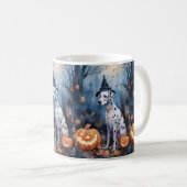 Mug Dalmatien d'Halloween avec citrouilles effrayant (Devant droit)