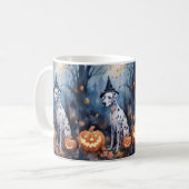 Mug Dalmatien d'Halloween avec citrouilles effrayant (Devant gauche)